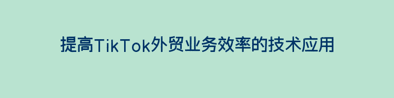 提高TikTok外贸业务效率的技术应用