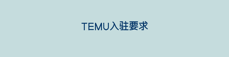 TEMU入驻要求