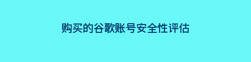 购买的谷歌账号安全性评估