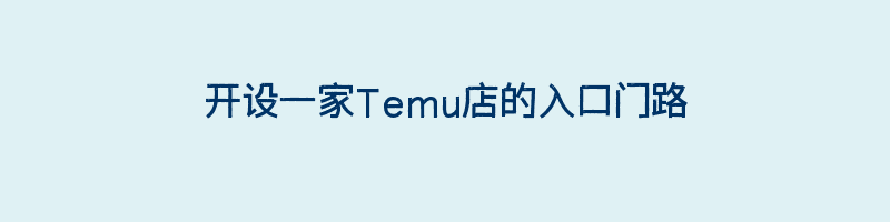 开设一家Temu店的入口门路