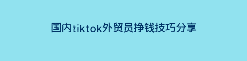 国内tiktok外贸员挣钱技巧分享