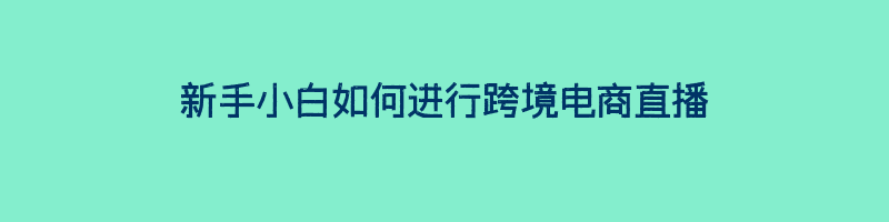 新手小白如何进行跨境电商直播