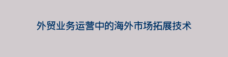 外贸业务运营中的海外市场拓展技术