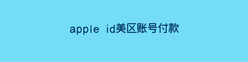 apple id美区账号付款