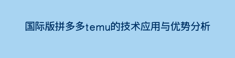 国际版拼多多temu的技术应用与优势分析