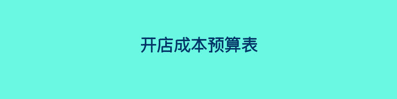 开店成本预算表