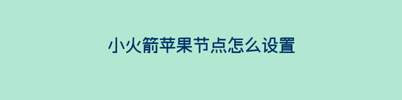 小火箭苹果节点怎么设置