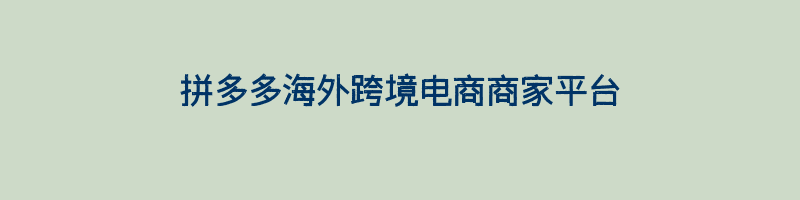 拼多多海外跨境电商商家平台