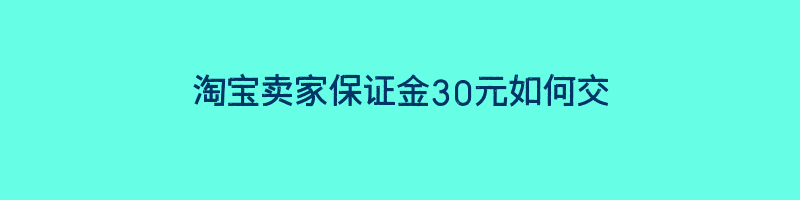 淘宝卖家保证金30元如何交