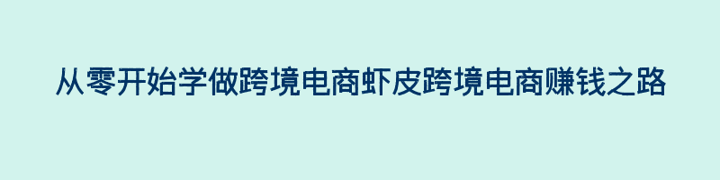 从零开始学做跨境电商虾皮跨境电商赚钱之路