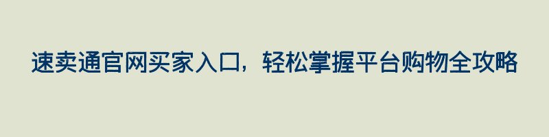 速卖通官网买家入口, 轻松掌握平台购物全攻略