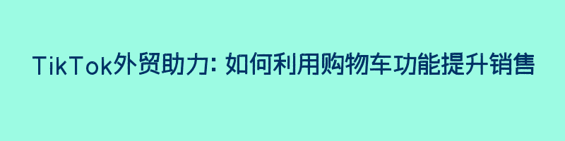 TikTok外贸助力：如何利用购物车功能提升销售