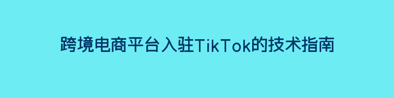 跨境电商平台入驻TikTok的技术指南