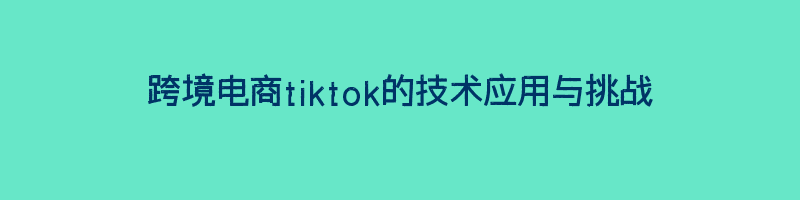 跨境电商tiktok的技术应用与挑战