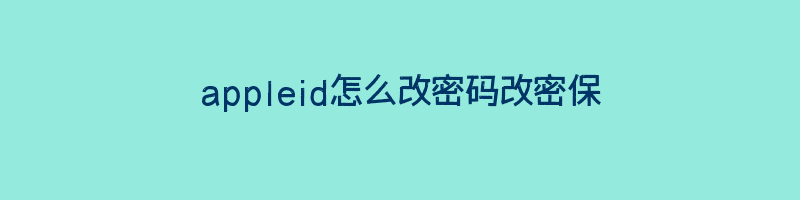 appleid怎么改密码改密保