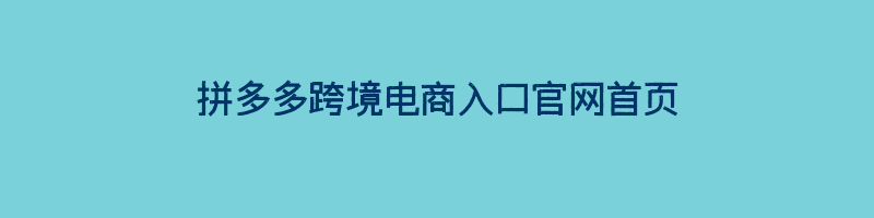 拼多多跨境电商入口官网首页