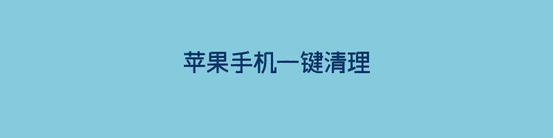 苹果手机一键清理