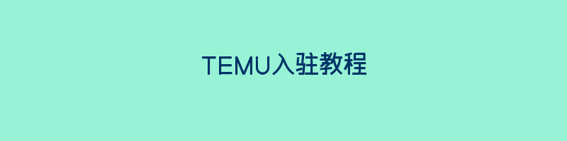 TEMU入驻教程