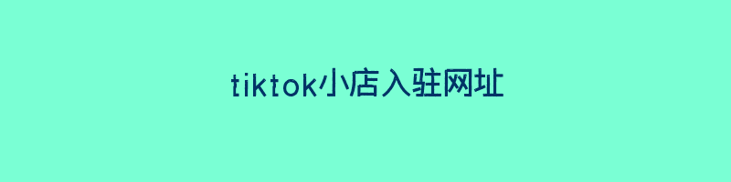 tiktok小店入驻网址