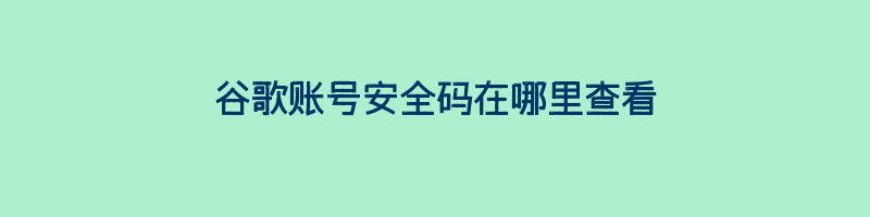 谷歌账号安全码在哪里查看