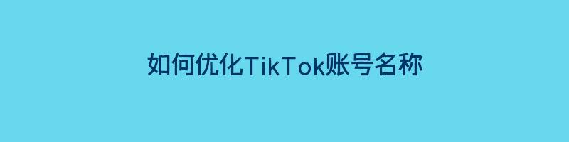 如何优化TikTok账号名称